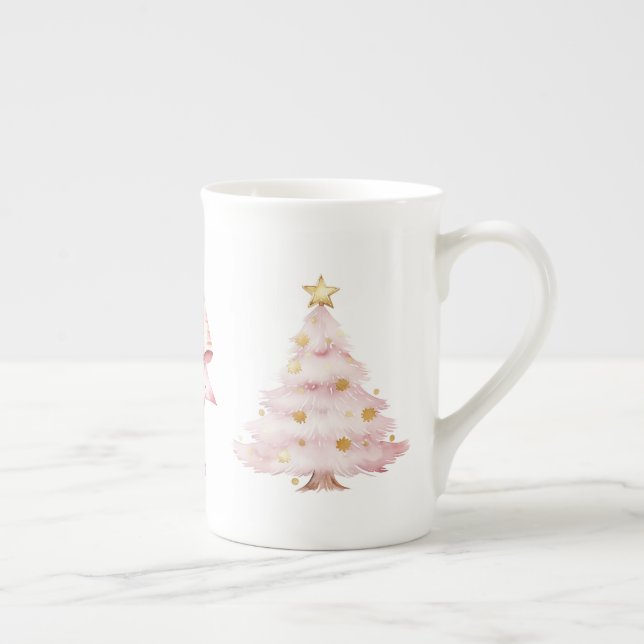 Tasse En Porcelaine Arbre de Noël rose Bow (Droite)