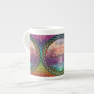 Tasse En Porcelaine Arbre de tranquilité de la vie dans des couleurs