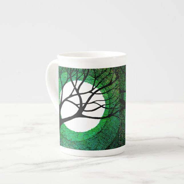 Tasse En Porcelaine Arbre et lune - vert (Devant gauche)