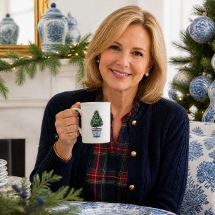 Tasse En Porcelaine Arbre topiaire de Noël en chinoiserie