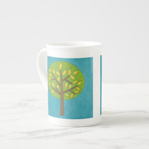 Tasse En Porcelaine Arbre vert avec Feuilles jaunes par Chariklia Zarr