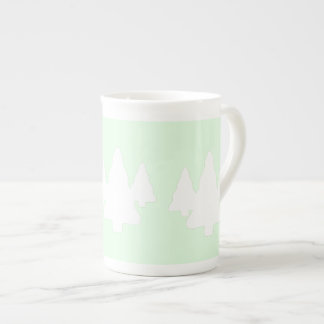 Tasse En Porcelaine Arbres blancs sur vert pâle