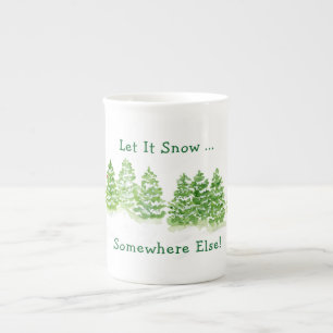 Tasse En Porcelaine Arbres d'hiver peints à la main Laissez la neige a
