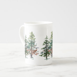 Tasse En Porcelaine Arbres forestiers à feuillage persistant