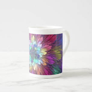 Tasse En Porcelaine Art abstrait fractal de fleurs psychédéliques colo