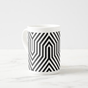 Tasse En Porcelaine Art Déco géométrique - noir et blanc