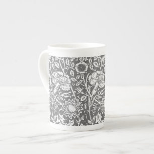Tasse En Porcelaine Art Nouveau Carnation Damas, gris / gris