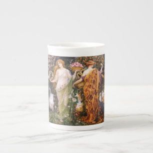 Tasse En Porcelaine Art Nouveau vintage Quatre saisons par Walter Cran