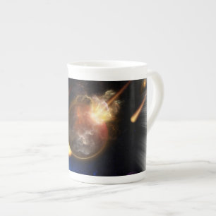 Tasse En Porcelaine Astéroïde Apocalypse Fractage Art Spacescape