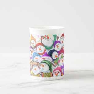 Tasse en porcelaine avec bonhommes de neige de Noë