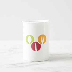 Tasse En Porcelaine badges de couteau à cuillère et de fourchette