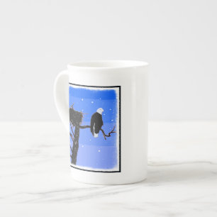 Tasse En Porcelaine Bald Eagle en hiver - Art original de la faune