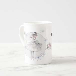 Tasse En Porcelaine Ballerina de cygne blanc avec Roses