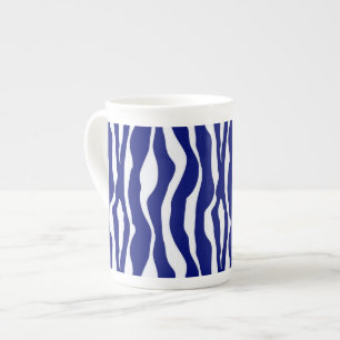 Tasse En Porcelaine Bandes zébrées - Bleu foncé de cobalt et blanc