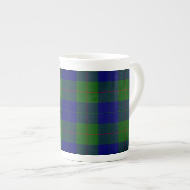 Tasse En Porcelaine Barclay tartan bleu vert carreau (Devant droit)