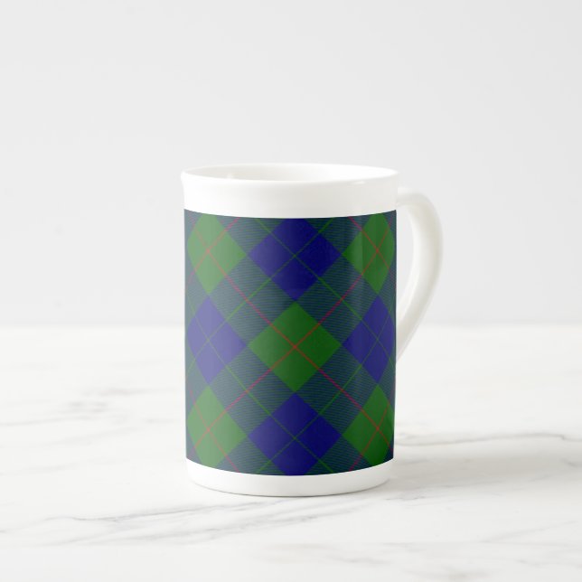 Tasse En Porcelaine Barclay tartan bleu vert plaid (Devant droit)