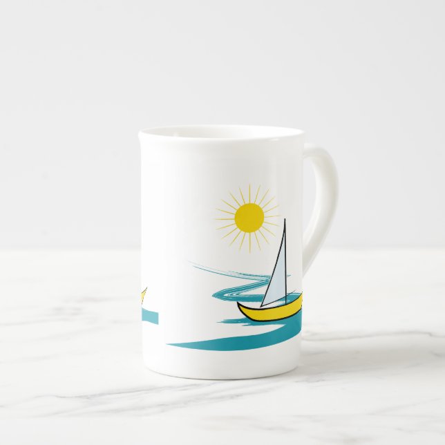 Tasse En Porcelaine Bateau à voilier simple (Devant droit)