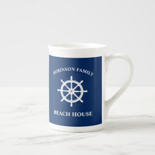 Tasse En Porcelaine Bateau nautique Roue Helm Family Beach House Marin