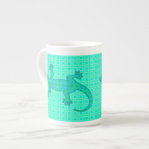 Tasse En Porcelaine Batik de tribus Gecko - turquoise / paon
