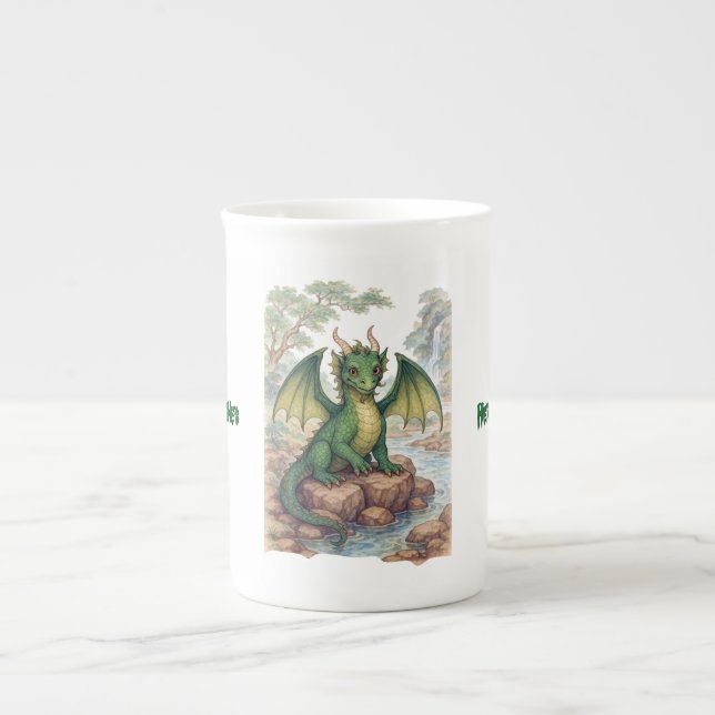 Tasse En Porcelaine Beau dragon vert (Devant)
