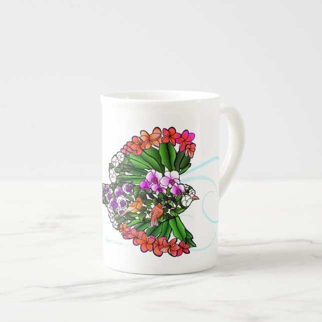 Tasse En Porcelaine Beaux oiseaux tropicaux en amour (Devant droit)