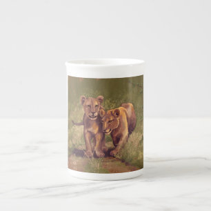 Tasse En Porcelaine Bébés Lions