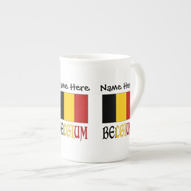 Tasse En Porcelaine Belgium and Belgian Flag Personalized  (Devant droit)
