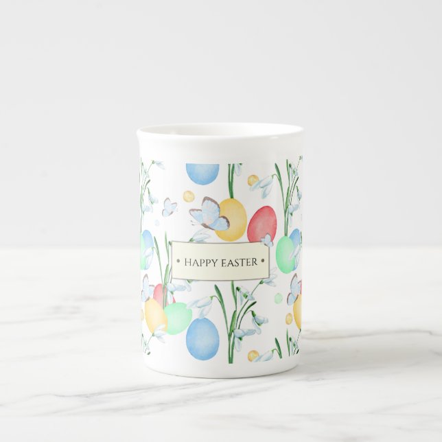 Tasse En Porcelaine Belle et élégante aquarelle Motif de Pâques (Devant)
