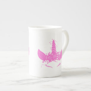 Tasse En Porcelaine Belle tête de licorne - Choisir la couleur arrière