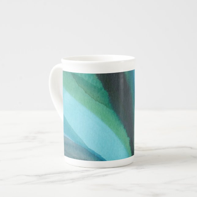Tasse En Porcelaine Big Blue Leaf I (Devant gauche)