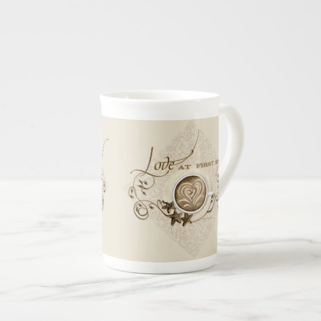 Tasse En Porcelaine Biscuit d'étoile de remous de feuille de coeur de (Devant droit)