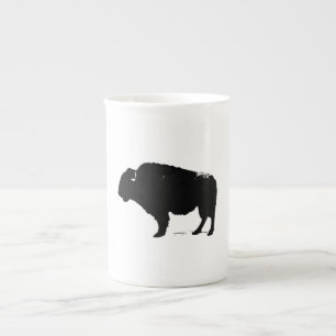 Tasse En Porcelaine Bison de Buffalo Art noir et blanc