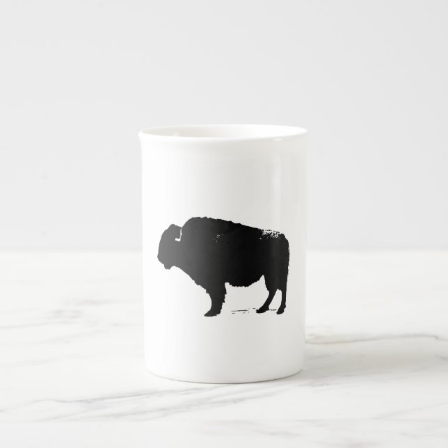 Tasse En Porcelaine Bison de Buffalo Art noir et blanc (Devant)