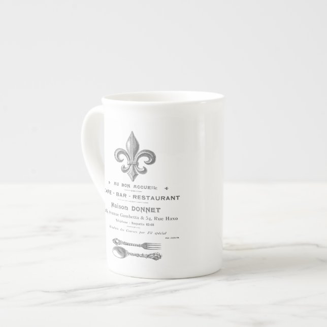 TASSE EN PORCELAINE BISTROS FRANÇAIS VINTAGES MODERNES (Devant gauche)