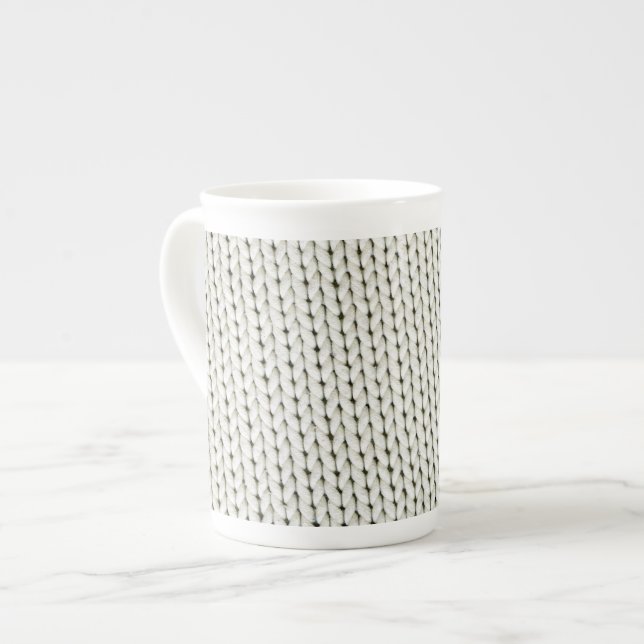 Tasse En Porcelaine Blanc de tricots (Devant gauche)
