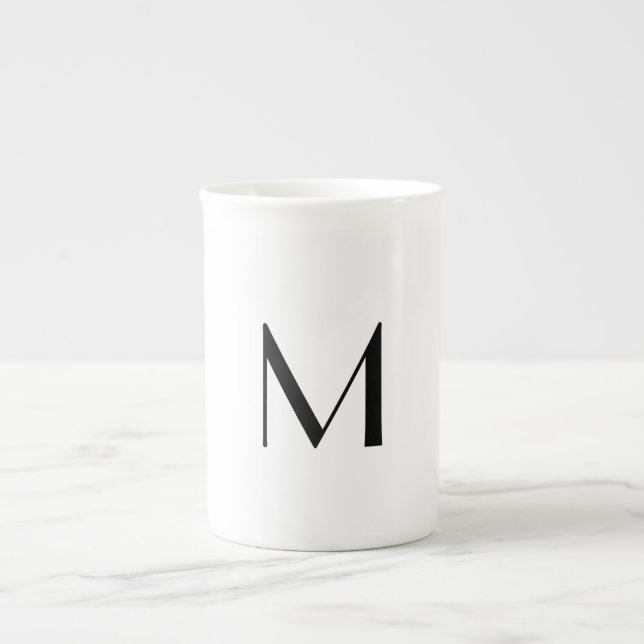 Tasse En Porcelaine blanc uni - ajouter monogramme noir (Devant)