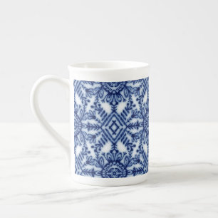 Tasse En Porcelaine Bleu Cobalt Classique Bleu et Motif blanc