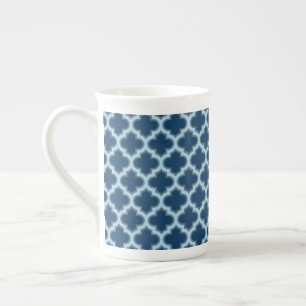 Tasse En Porcelaine Bleu et Bébé Bleu Trellis, treillis, Quatrefoil