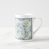 Bleu et blanc Floral Victorian Majolica Antique