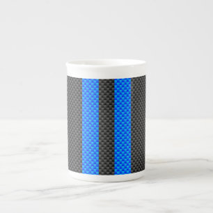 Tasse En Porcelaine Bleu Vibrant fibre de carbone style bandes de cour