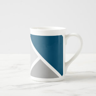 Tasse En Porcelaine Bloc de couleur moderne mosaïque bleu gris blanc o