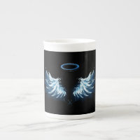 Blue Glowing Angel Wings on black background
