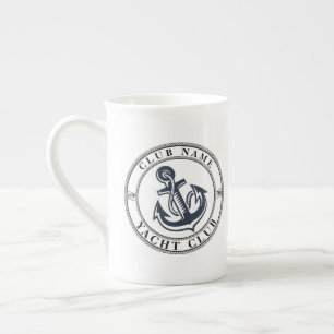 Tasse En Porcelaine Blue Nautical Ancre yacht club bateau marina Nom