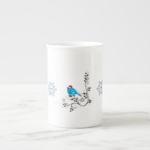Tasse En Porcelaine Bluebird dans le chapeau du Père Noël