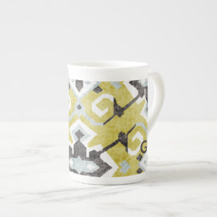 Tasse En Porcelaine Boho chic jaune ikat motif tribal monogramme