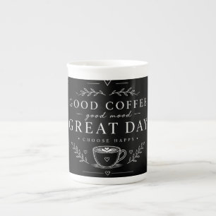 Tasse En Porcelaine Bon café bonne humeur grande journée minimaliste