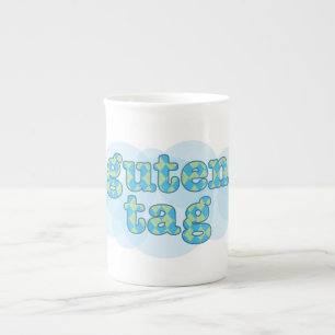 Tasse En Porcelaine Bonjour en allemand guten l'étiquette avec le