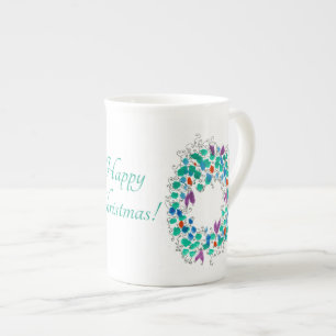 Tasse En Porcelaine Bonne couronne colorée de Noël