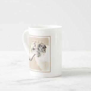 Tasse En Porcelaine Borzoi (Argent Brindle) Peinture Chien Art origina