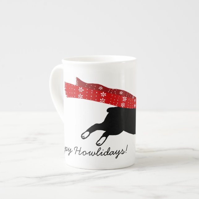 Tasse En Porcelaine Boston Terrier avec Red Scarf | Vacances de chien  (Devant gauche)